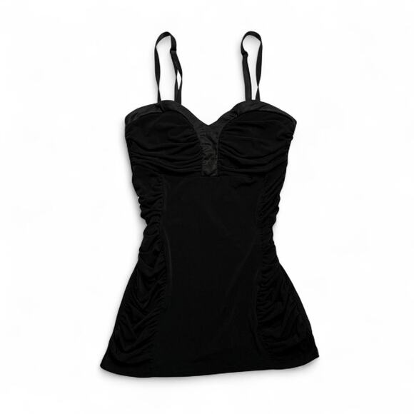 Dots Tops - Y2K Fitted Black Snatching Going out full length tank top size small